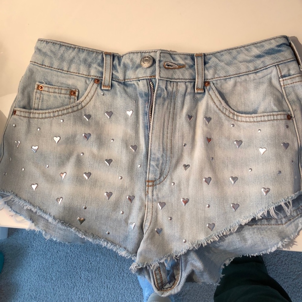 Topshop Studded Denim Shorts